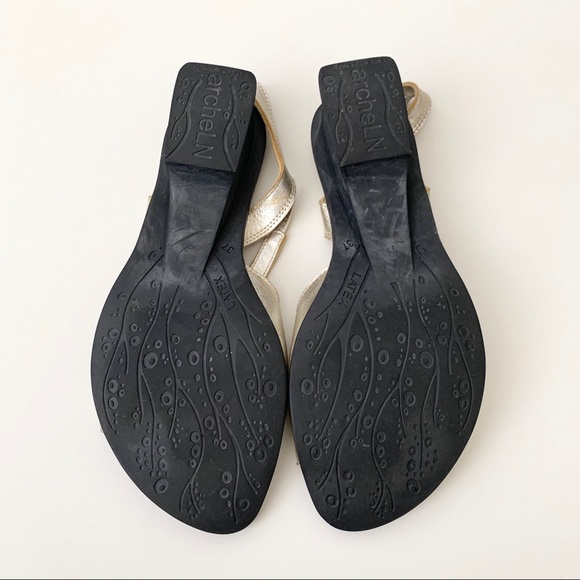 ARCHE Women’s Gold Metallic Leather Sandals Sz 37 - Picture 5 of 10